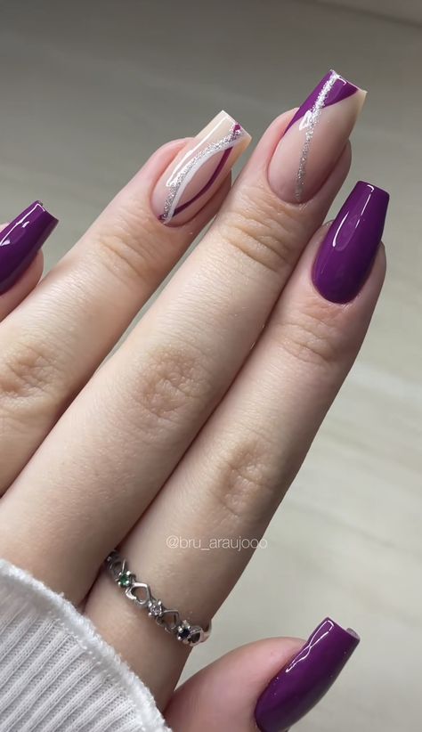 Dark Purple Ombre Nails, Dark Purple Nails Ideas, Fall Purple Nails, Dark Purple Nails, Purple Ombre Nails, Fancy Nail Art, Short Gel Nails, Gel Nail Art Designs, Fancy Nails Designs