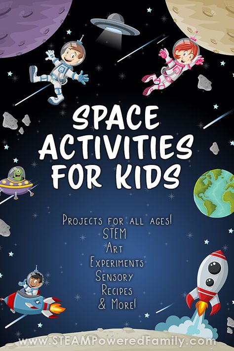 Space Themed Family Literacy Night, Space Theme For School, Space Themed Stem Activities, Preschool Experiences, Space Unit Study, Sensory Recipes, Steam Night, Space Lesson Plans, Space Themed Birthday Party