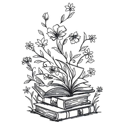 Book Of Flowers, Bookish Tattoos, Urban Threads, Book Tattoo, Book Drawing, Tattoo Design Drawings, Creative Tattoos, Pretty Tattoos, Line Art Drawings