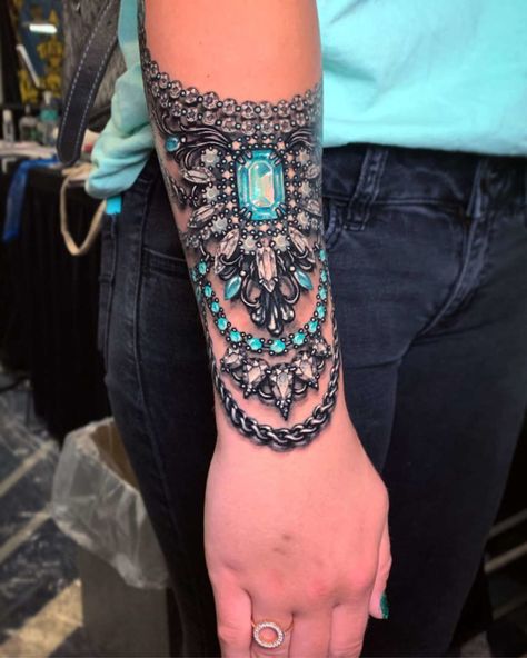 Turquoise and Diamond Wristlet | Best tattoo design ideas A Tattoo, Turquoise, Tattoos, Skin, Art