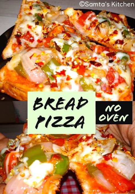 Bread Pizza Recipe Indian, Pizza With Bread, Pizza Indian, Pizza Without Oven, Pizza Homemade, Recipes Vegetables, Cheesy Pizza, Food Bread, Making Bread