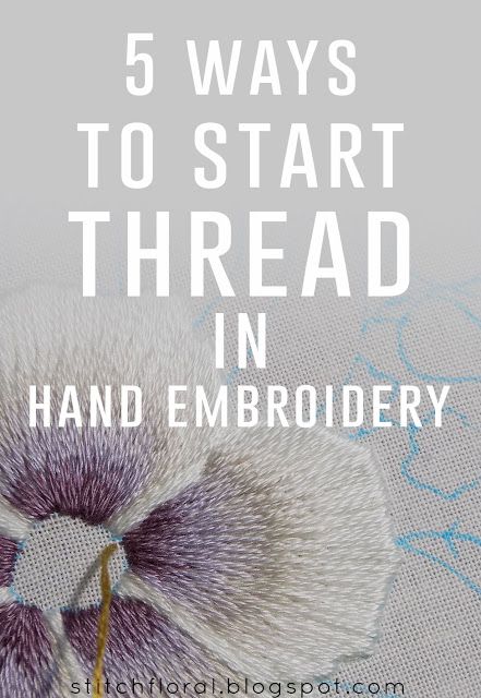 5 ways to start thread in hand embroidery Basic Hand Embroidery Stitches, Embroidery Stitches Beginner, Embroidery Lessons, Chinese Embroidery, Hand Embroidery Patterns Flowers, Basic Embroidery Stitches, Embroidery Stitches Tutorial, Hand Embroidery Projects, Hand Embroidery Design Patterns