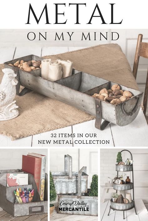 LOVE all of these farmhouse style metal accessories! #farmhousedecor #farmhousestyle #metaldecor #homedecor Farmhouse Decor Joanna Gaines, Galvanized Decor, Farmhouse Remodel, Diy Farmhouse Decor, New Metal, On My Mind, Metal Accessories, Farmhouse Living, Design Living