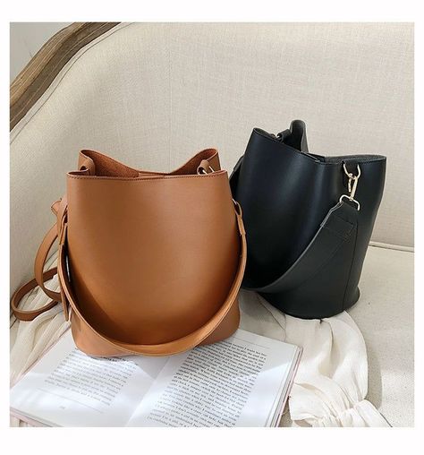 Black Bucket, Brown Shoulder Bag, Leather Bucket, Black Shoulder Bag, Women's Handbags, Everyday Bag, Womens Tote, Casual Bags, Large Bags