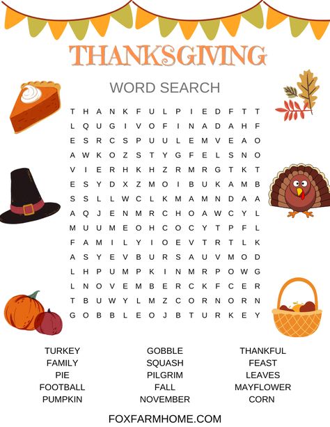 This free thanksgiving word search printable for kids is perfect for a family gathering or classroom activity! Thanksgiving Search And Find Pictures, Word Search For 2nd Grade, Thanksgiving Worksheets Middle School, 2nd Grade Word Search Free Printable, Free Thanksgiving Worksheets, Thanksgiving Free Printables For Kids, Thanksgiving Homeschool Ideas, Free Thanksgiving Printables For Kids, Thanksgiving 2nd Grade