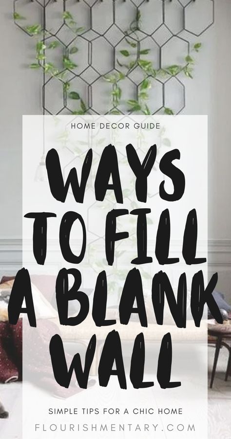 Has that big blank space been staring at you for a while? If you’re stuck figuring out ways to fill a blank wall in your home, know you’re not the only one.  To keep it simple, all of these ways to fill a blank wall are easy, and can be done on any budget.  Here are a few of my favorite ways that you can make a statement on your walls, no matter how big that empty space is!   #homedecor #waystofillablankwall #interiordesign Fill A Blank Wall, Big Blank Wall, Big Wall Decor, Wall Diy, Inspire Me Home Decor, Apartment Furniture, Furniture Hacks, Large Wall Decor, Decor Guide