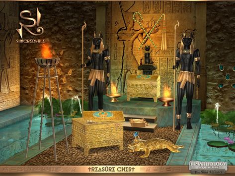 Egyptian Treasure, Anubis Statue, Gods Of Egypt, The Sims 4 Packs, Ancient Mesopotamia, Goddess Statue, Secret Places, Sims 4 Cc Finds, Cc Finds