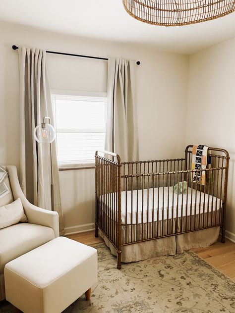 Gold crib, million dollars baby, baby boy nursery Crib In Front Of Window Nursery, Crib Under Window, Baby Nursery, Cribs, Nursery, Cots