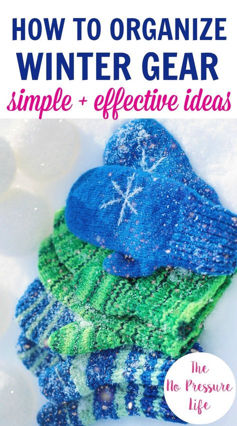 Learn how to organize hats, mittens, gloves and other winter gear with these simple tips! These products and ideas will help organize your entryway and coat closet for the cold weather months! via @nopressurelife #organization #winter #organizing #closetorganization Gloves Organization, Winter Accessories Storage, Winter Gear Organization, Organize Hats, Winter Cleaning, Scarf Storage, Entryway Flooring, Scarf Organization, Winter Pins