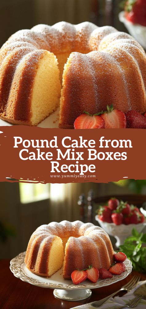 Easy Pound Cake Recipes Boxes, Cake Mix Cakes Recipes, Pound Cake From Cake Mix Boxes, Chocolate Box Cake Mix Hacks, Sprite Pound Cake Recipe, Bundt Cake Recipes From Mix Boxes, Cake From Cake Mix Boxes, Cake Mix Pound Cake, Cheesy Garlic Bread Recipe