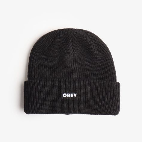 Obey Beanie, Black Beanie, Free Shopping, New Items, Rib Knit, Cuff, T Shirts, Hats, Knitting