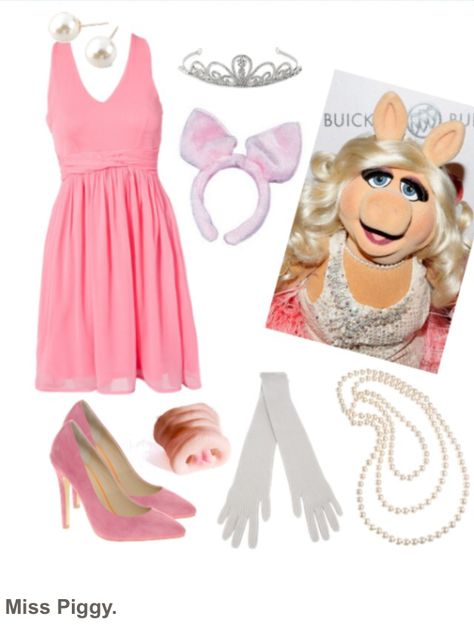 Miss Piggy costume                                                                                                                                                                                 More Miss Piggy Halloween Costume, Miss Piggy Costume, Piggy Costume, Kermit And Miss Piggy, Halloween Costumes For Work, Pig Costumes, Costume Works, Diy Halloween Costumes Easy, Miss Piggy