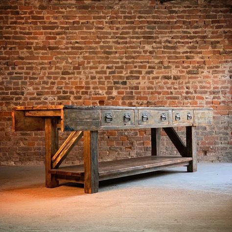 Industrial Workbench, Reclaimed Oak, Work Bench, Industrial Table, Long Table, Loft Style, Work Table, Wall Treatments, Home Decor Trends