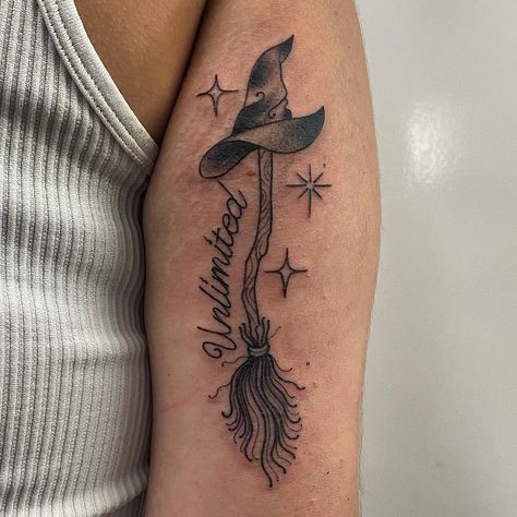 Witchy Wicked inspired one for Saskia recently. Thank you so much Saskia! 🖤🧙 . . . #halloweentattoo #witchytattoo #witchytattoos #wickedmusical Matching Wicked Tattoos, Wicked Tattoo Designs, Elphaba Tattoo, Wicked Tattoos Musical, Wicked Musical Tattoo, Hocus Pocus Tattoo, Book Inspired Tattoos, Oz Tattoo, Wicked Tattoos