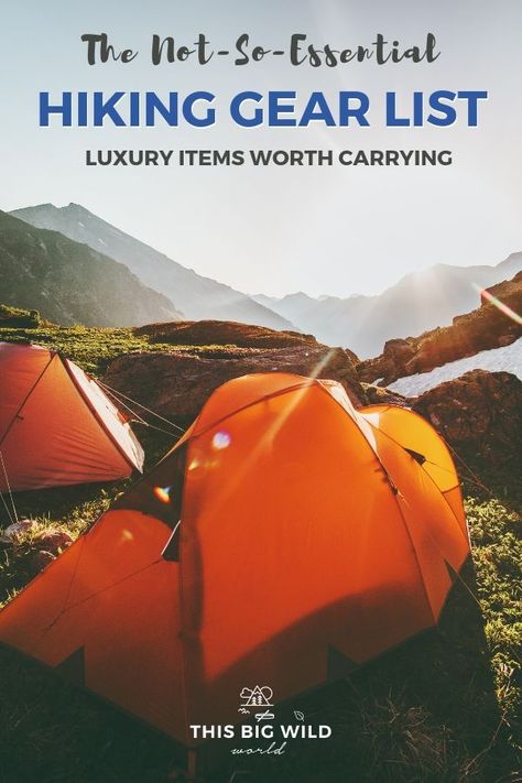 What luxury items do you carry on long distance hikes? You know, the ones you don't really need but make the experience that much better? Add these not-so-essential items to your hiking gear list or, better yet, gift one to your favorite hiking buddy and Diy Camping Gear, Walking Ideas, Hiking Gear List, Kayak Ideas, Pyramid Stage, Camping Gear List, Camping Gear Checklist, Outdoor Skills, Kayaking Tips