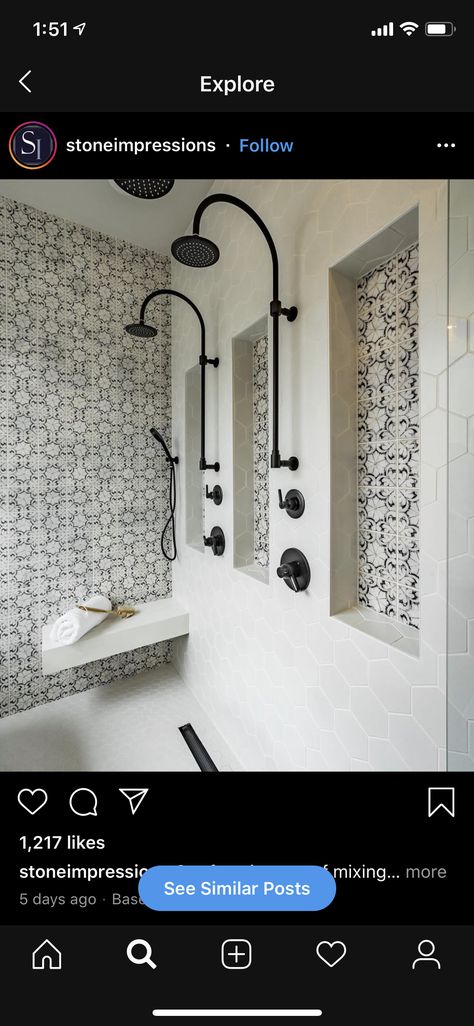 Modern Moroccan Bathroom, Tile Accent Wall Bathroom, Moroccan Tile Bathroom, Artisan Stone Tile, Sea Bathroom Decor, Tile Accent Wall, Patterned Bathroom Tiles, Moroccan Bathroom, Pattern Tiles