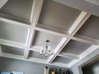 Cauffered Ceiling, Coffered Ceiling Kitchen, Coffered Ceiling Ideas, Diy Coffered Ceiling, Tray Ceiling Ideas, Coffer Ceiling, Coffered Ceiling Design, Ceiling Diy, Finish Carpentry