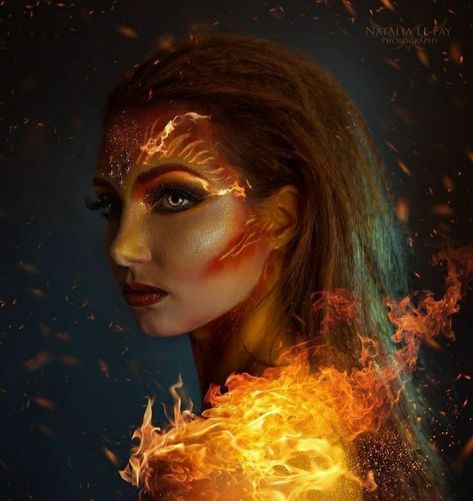 Fairy Costume Makeup, Fire Costume, Fire Makeup, Goddess Makeup, Fire Goddess, Fire Fairy, Fairy Festival, Halloween Makeup Inspiration, Queen Makeup