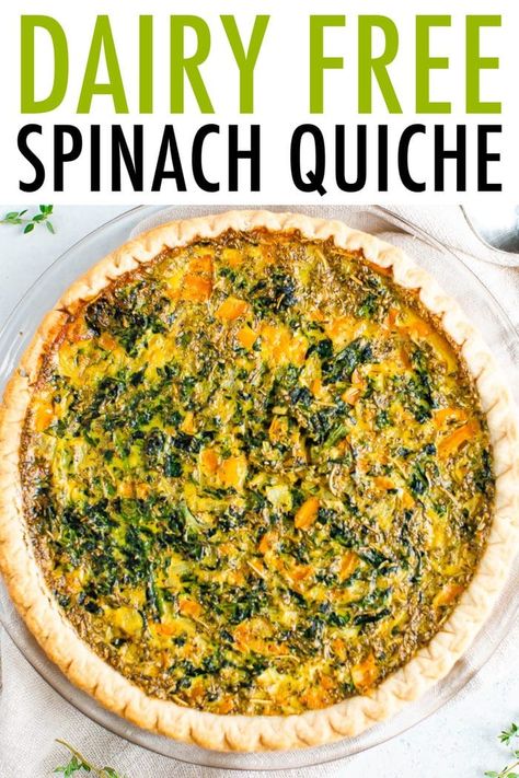 Quiche Recipes Easy Dairy Free, Dairy Free Spinach Quiche, Quiche No Cheese, Dairy Free Quiche, Dairy Free Quiche Recipes, Quiche Spinach, Healthy Quiche, Cooking Vegetarian, Quiche Recipes Easy