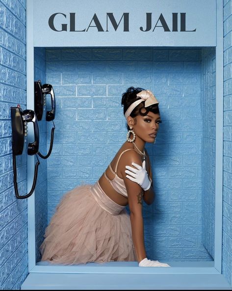 Glam Jail Photoshoot, Jail Photoshoot, Glam Jail, Pink Vanity Photoshoot, 2000 Photoshoot Backdrop, All Pink Photoshoot Creative, Pink Photo Shoot Black Women, 23rd Birthday, Creative Instagram Photo Ideas