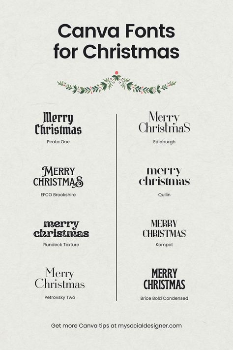 Canva Letters Free, Christmas Font Pairings, Elegant Christmas Design Graphic, Canva Holiday Fonts, Christmas Service Graphic, Merry Christmas Font Design, Christmas Fonts Canva, Canva Winter Elements, Canva Christmas Fonts