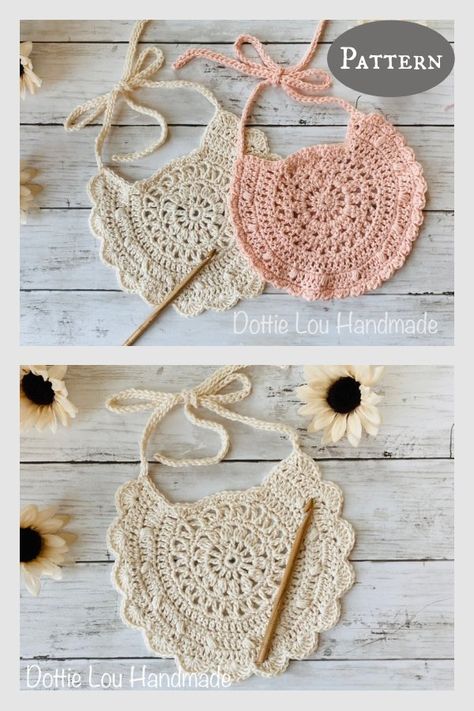 Crochet Baby Shower Gifts, Crochet Hobby, Débardeurs Au Crochet, Crochet Baby Projects, Crochet Baby Bibs, Crochet Bib, Crochet Baby Gifts, Baby Bibs Patterns, Craft Crochet