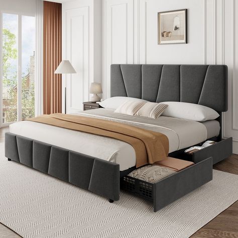 【Heavy Duty Metal】:This bed frame is carefully crafted with 6 inches of extra thick heavy duty metal to ensure the bed frame has exceptional stability and weight bearing capacity. Bookshelf Headboard, Velvet Bed Frame, Grey Bed Frame, Headboard Upholstered, Twin Size Bed Frame, Full Size Bed Frame, King Size Bed Frame, King Bed Frame, Headboard Storage