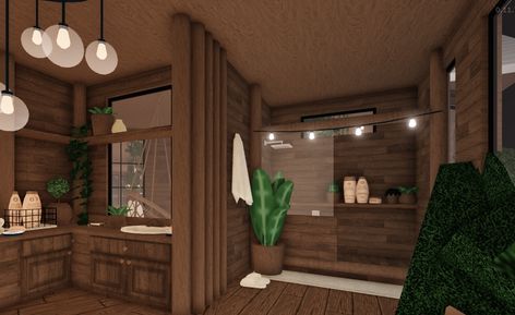 #aesthetic #rustic #cosy #cosyhome #roomdecoration #room #sims4 #bloxburg #roblox #bathroom #bathroomideas #decoration #inspiration #roomdecorideas Bloxburg Living Room Vintage, Cottagecore Bloxburg Bathroom, Cozy Cabin Bloxburg, Bloxburg Cabin Interior, Cozy Bloxburg Living Room Ideas, Roblox Bathroom, Bloxburg Cabin Ideas, Cabin Room Ideas, Bloxburg Cabin