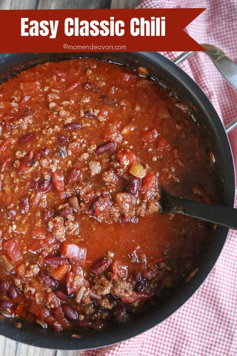 Easy Chili Recipe - Mom Endeavors Midwest Chili Recipe, Basic Chili Recipe, Flavorful Chili Recipe, Ranch Beans, Basic Chili, Marinated Vegetables, Slow Cooker Meatballs, Easy Chili, Chili Recipe Easy