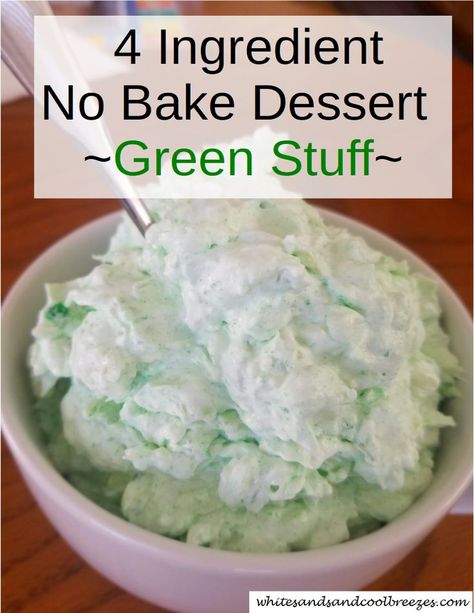 ”Looking for an easy, simple, yet outrageously delicious dessert to take to your next function? Well, this green stuff is what you're looking for! With only four (4) ingredients, this will be the best no bake dessert you'll ever make! #desserts #nobakedesserts Green Stuff Dessert, Fast Desserts, Pistachio Pudding, Recipes With Few Ingredients, Cold Dishes, Green Stuff, Easy No Bake Desserts, Dessert Dips, Bake Dessert