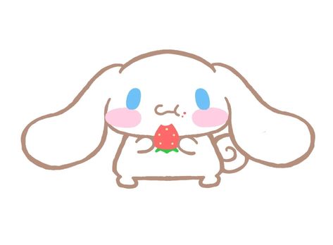 Cinnamoroll Eating A Strawberry 🍓 Cinnamoroll Eating, Cinnamon Roll From Hello Kitty, Pink Cheeks, Kitty Drawing, Hello Kitty Drawing, Background Ideas, Sanrio Wallpaper, Friends Characters, Hello Kitty Iphone Wallpaper