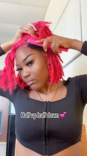 Link to the hair beauty world✨ on Instagram: "Half up half down w swoop on locs💕 Cr TT r.a.y.a.n.ahh Follow for more about hair🙌 🎉𝗡𝗲𝘄 𝗬𝗲𝗮𝗿 𝗯𝗶𝗴 𝗯𝗼𝗼𝗺 𝘀𝗮𝗹𝗲, 𝘂𝗽 𝘁𝗼 $𝟲𝟬 𝗼𝗳𝗳 ❤️𝟒 𝐢𝐧𝐭𝐞𝐫𝐞𝐬𝐭—𝐟𝐫𝐞𝐞 𝐩𝐚𝐲𝐦𝐞𝐧𝐭 𝐰𝐢𝐭𝐡 𝐊𝐥𝐚𝐫𝐧𝐚 @linktohairofficial . . . #linktohair#kinkyhair#kinkystraight#kinkycurly#gluelesswig#4chairstyles#4chair#hdlace#hdlacewig#trendy#wigslay#lacewigs#hairinspo#wigs#wigtutorial#hairstyle#wiginstall#blackgirlsrock#hairtutorial#viral#explore#explorepage#trending#fyp#hair#naturalhair#fyp#locstyles#locs#pinkhair" Locs Hairstyles, Half Up Half Down, About Hair, Half Up, Locs, R A, Follow For More, Hair Tutorial, Hair Inspo