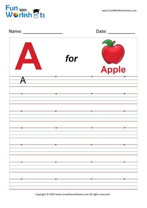 Teach your Kids How to Write and Learn Capital Letter A with Free Printable Practice Worksheets by funwithworksheets.com. Other Worksheets for Kindergarten, preschool, busy books for kids, craft activity templates also available for Download. Letter A Sheet, Capital Letters And Small Letters Worksheet, Use Of Capital Letters Worksheet, Apple Worksheet, Tracing Capital Letters Worksheets, Alphabet Fill In The Blank Worksheet, Alphabets Letter, Capital Letters Worksheet, Capital Alphabet