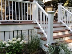 Porch Underpinning, Front Porch Deck Ideas, Deck Expansion, Porch Skirting, Gaf Roofing, Deck Trellis, Front Porch Stairs, Back Porch Designs, Azek Decking