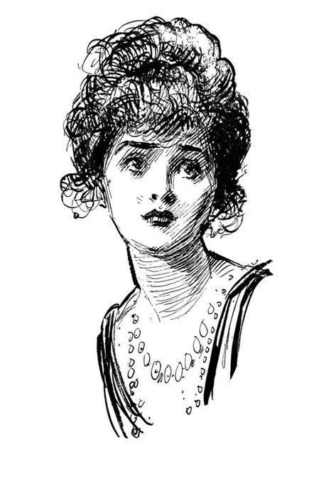 1916 Charles Dana Gibson Beauty Sketch from his book 1 | Flickr New Cartoons, Charles Dana Gibson, Dana Gibson, Victorian Illustration, Face Sketch, Unique Drawings, Gibson Girl, Arte Inspo, Portrait Sketches