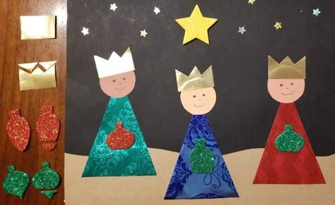 Wise Men Following The Star, 3 Wise Man Craft For Kids, Wise Men Crafts For Preschoolers, Wise Men Preschool Craft, Wisemen Craft Preschool, Wise Men Visit Jesus Craft For Kids, 3 Kings Day Crafts For Kids, Wisemen Craft, 3 Wise Men Craft