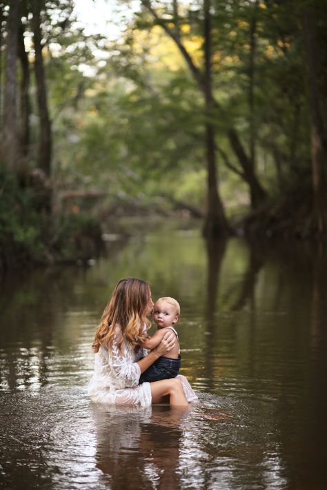 Momma Son Pictures, 15 Month Photo Ideas Pictures, Mommy And Me Creek Session, Baby Boy And Mom Photoshoot, Babies First Birthday Photo Shoot, Mama And Me Photoshoot Boy, River Family Photos, Mommy And Baby Boy Photo Shoot, Family River Photoshoot