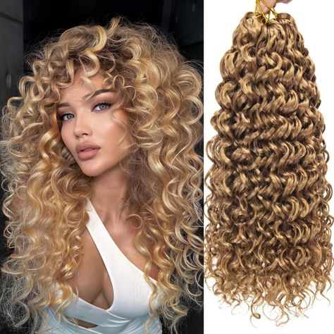 PRICES MAY VARY. Material: high quality kanekalon fiber , gogo curl Crochet hair Braids Synthetic Hair Attribute:12inch/14inch/18inch/24inch(Color:#1B,#1B/27,1B/30#,1B/BUG#,350#,1B/30/27#,#1B/4/30#,#27/613)40/50/70g/pack ,There are 8 packs, 560g/lot.Same price, double hair volume. Advantage: no smell, tangle free, natural and bright glow,smooth and soft waves,more stable, easy to install,please take care of your hair as carefully as you do your hair, which can prolong your use time. Package: The Water Wave Crochet Hair, Curly Crochet Hair, Water Wave Crochet, Fashion Cosplay, Wave Crochet, Different Curls, Bohemian Crochet, Curly Crochet Hair Styles, Anime Party