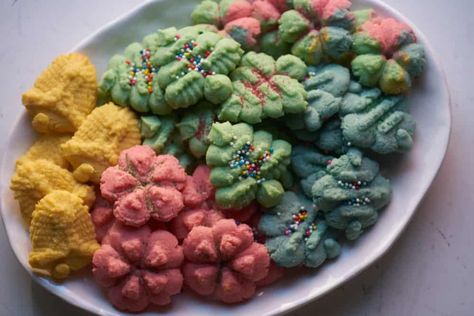 Spritz Cookies | Fine Foods Blog Spritz Cookies Recipes, Best Butter Cookie Recipe, Christmas Spritz, Butter Spritz Cookies, Cookie Press Recipes, Betty Crocker Cook Book, Christmas Spritz Cookies, Traditional German Christmas, Spritz Cookie Recipe