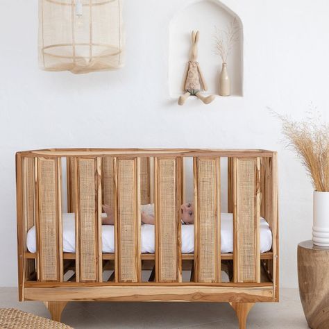 Rattan Crib, South East Asian, Moroccan Textiles, Cot Sheets, Asian Inspiration, Nursery Room Inspiration, Nursery Baby Room, Cots, East Asian