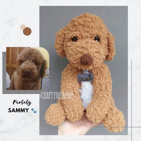 Handmade crochet poodle amigurumi doll. Crochet Goldendoodle, Golden Doodle Crochet Pattern, Crochet Poodle Pattern Free, Crochet Poodle, Dog Patterns, Crochet Dog Patterns, Dog Doll, Golden Doodle, Doodle Dog