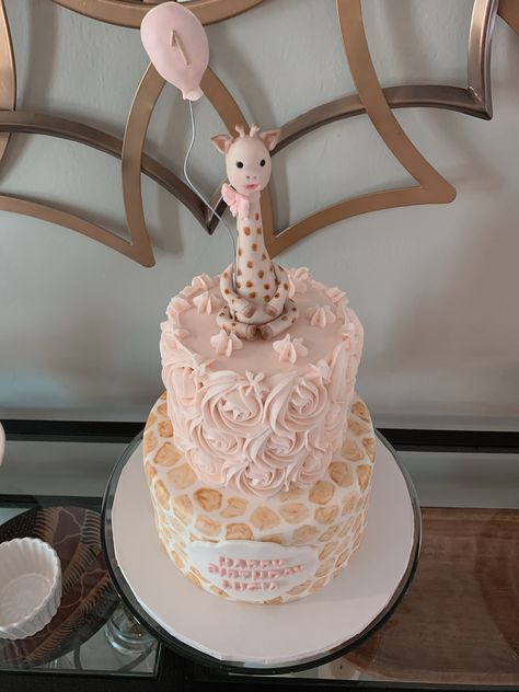 Giraffe Birthday Parties, Birthday Giraffe, Giraffe Birthday, Pink Giraffe, 1st Birthday Themes, First Birthday Party Themes, Girl First Birthday, Birthday Theme, Birthday Cakes