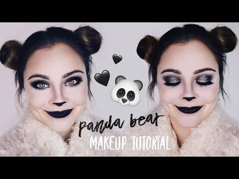 Panda Eyes Makeup, Panda Bear Makeup, Bear Face Paint, Panda Makeup, Panda Bear Costume, White Eyeliner Makeup, Bear Makeup, Panda Costumes, Animal Makeup