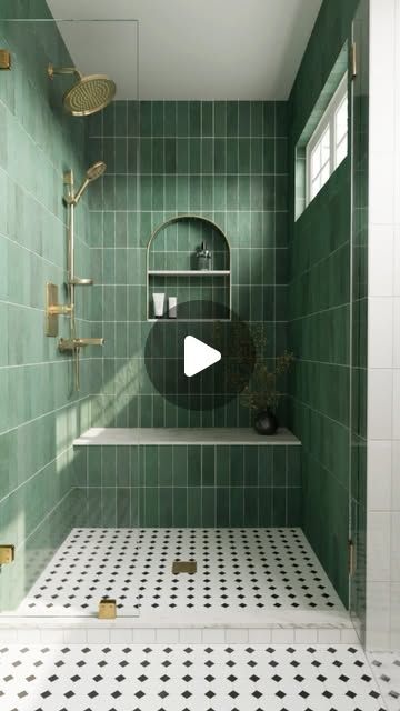 Edward Martin on Instagram: "3 Ways to Wow: Green Edition 💚  If you could choose one of these combos for you bathroom, which one would it be?

#bathroom #tile #color #green #interiordesign #greenbathroom #bathroominspiration #bathroomdecor #bathroomremodel #bathroomrenovation #bathroomgoals #bathroomideas #inspo #design #aesthetic #greenbeauty #remodeling #remodel" Jade Green Bathroom, Green Bathroom Tiles, Green Tile Bathroom, Green Interior Design, Matte Ceramic, Small Bathroom Ideas Modern, Bathroom Goals, Bathroom Tiles, Green Interiors