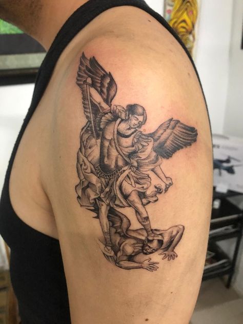 St Michael Tattoo, Neo Traditional Art, Archangel Tattoo, Egypt Tattoo, Eagle Tattoo, Knee Tattoo, Dream Tattoos, Old School Tattoo, St Michael