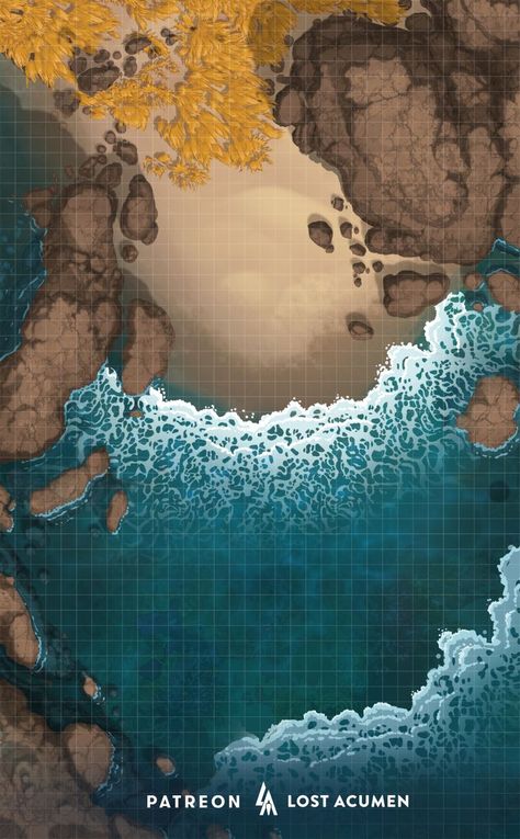 Sea Map, Dnd World Map, Sea Battle, Beach Cove, Tabletop Rpg Maps, Rpg Maps, Rpg Map, Dnd Monsters, Fantasy Battle