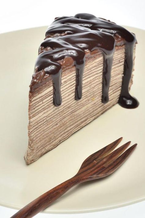 Gluten Free Crepe Cake, Crepe Cake Chocolate, Cake Crepes, Chocolate Crepe Cake, Money Party, Chocolate Crepes, Decadent Chocolate Desserts, Gf Baking, Rich Cake