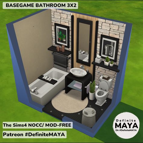 Sims 4 Basegame Bathroom, Sims 4 Bathroom Base Game, Sims 4 Bathroom Ideas Base Game, Sims 4 Base Game Room Ideas, Ts4 Interior, Sims 4 Bathroom, Sims 4 Base Game, Sims 4 Rooms, Sims 4 House Building