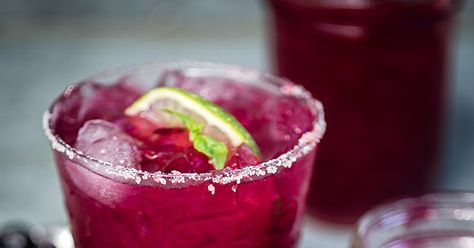 supergolden bakes: Blueberry Basil Margarita Hibiscus Margarita, Virgin Sangria, Basil Margarita, Blueberry Basil, Prickly Pear Margarita, Easy Mocktail Recipes, Ginger Fizz, Spring Drink, Mojito Mocktail