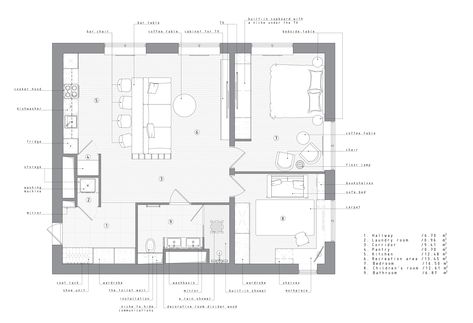 Apartment in Moscow | Russia | 80 m2 on Behance 80 M2 House Plan, Studio Apartment Plan, Condominium Interior Design, Russian House, Condominium Interior, Square House Plans, Ocean View Apartment, Home Gym Design Garage, Eames House